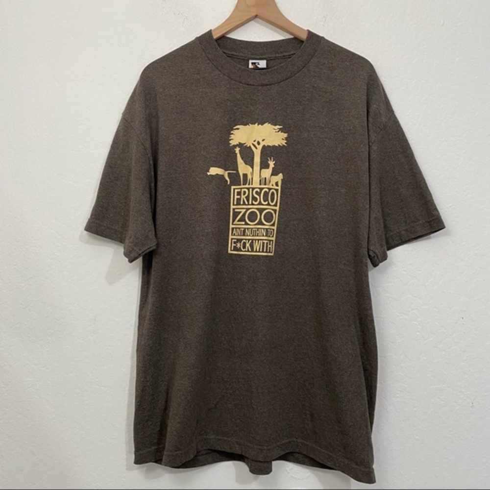 SF CA Men’s XL Vintage Brown Frisco Zoo Spellout Short Sleeve T Shirt Bay Area